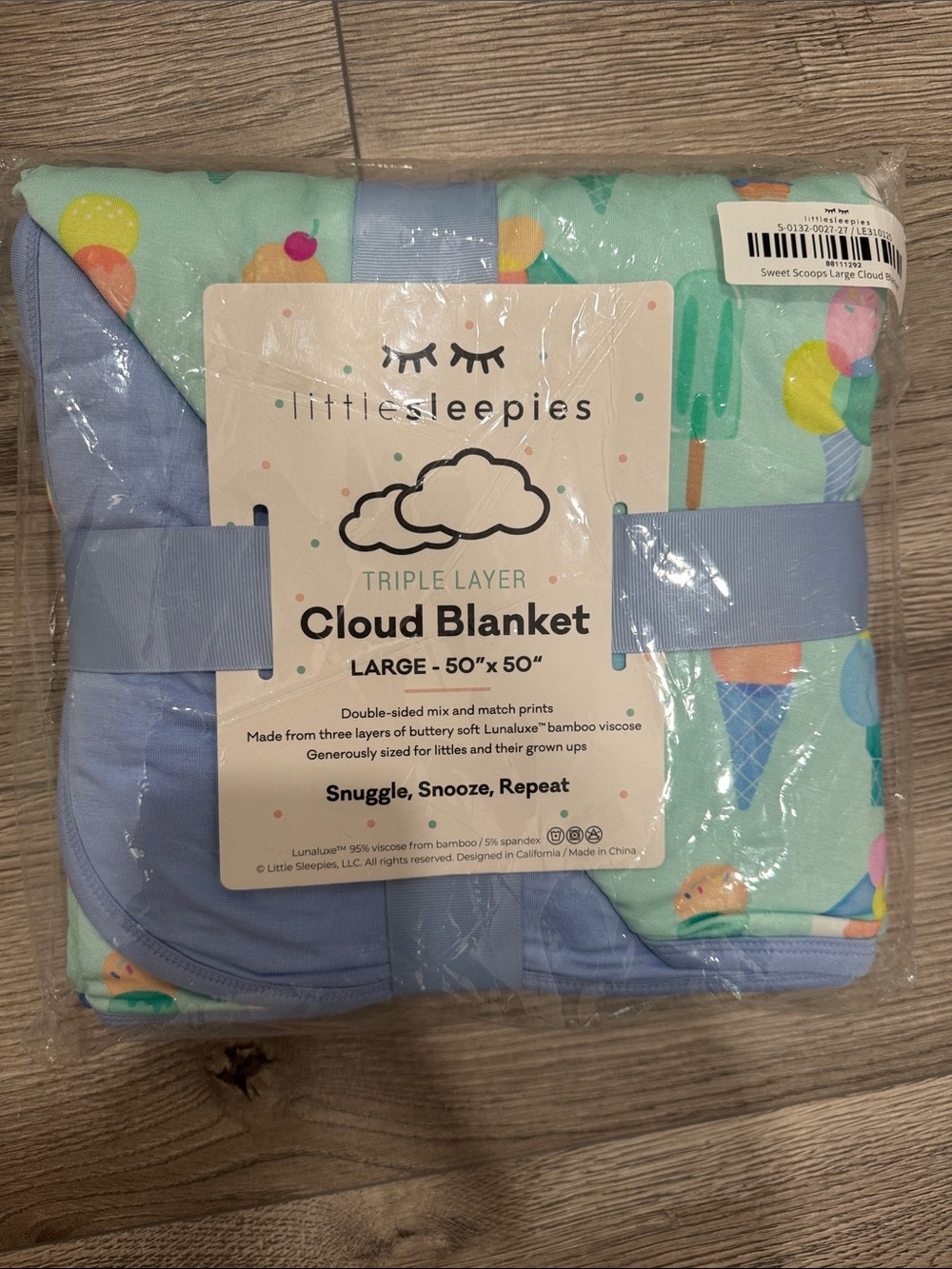 Little Sleepies Triple Layer Cloud Blanket Sweet Scoops NIB